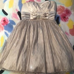 Gold-Cream Formal Dress w/ Silver Accents